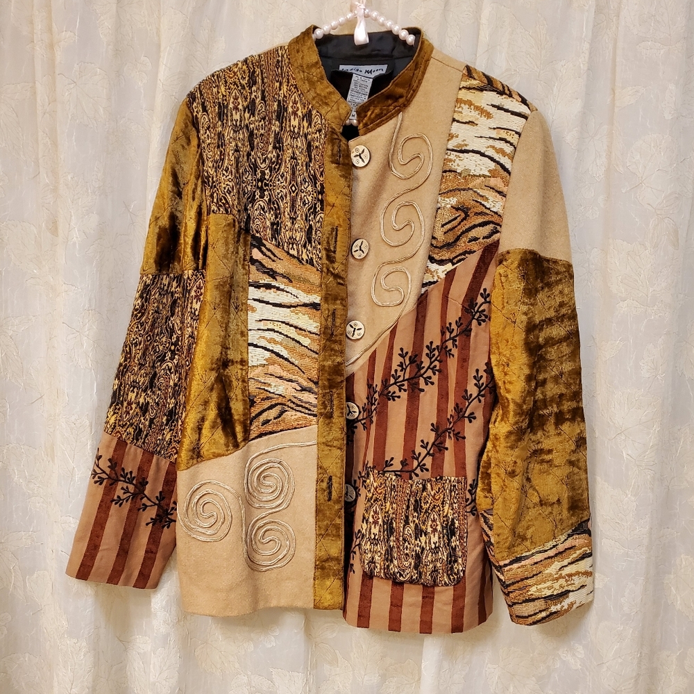 Indigo Moon Quilted Patchwork Jacket - image 1